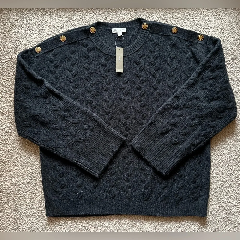 NWT J Crew Cable-knit Sweater Wool Alpaca Blend Buttons in Supersoft Yarn Sz XXL